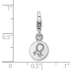 Sophia Jewelers Sterling Silver Awareness Ribbon Charm with Rhodium Finish