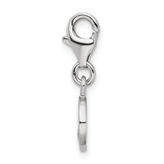 Sterling Silver Hammered Four Leaf Clover Charm with Rhodium Plating