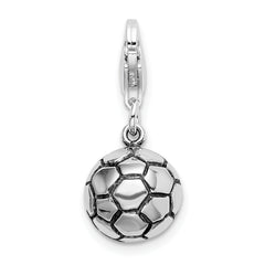 Sterling Silver 925 Soccer Ball Charm with Lobster Clasp