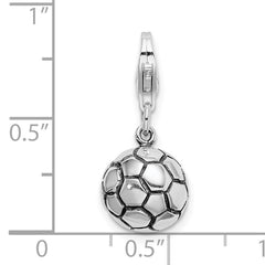 Sterling Silver 925 Soccer Ball Charm with Lobster Clasp