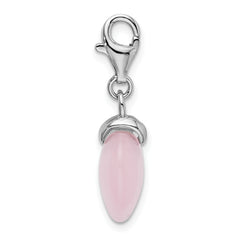 Amore La Vita Sterling Silver 3D Rose Quartz Heart Charm with Lobster Clasp