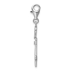 Sterling Silver CZ Heart Key Charm with Rhodium Elegance