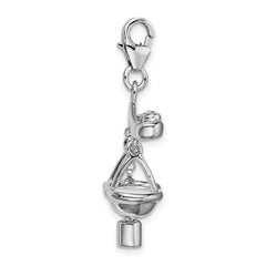Sterling Silver 3D Scales of Justice Charm with Enamel Detail