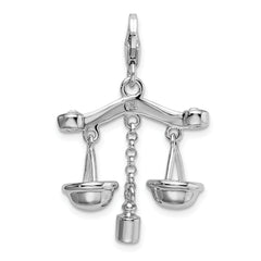Sterling Silver 3D Scales of Justice Charm with Enamel Detail