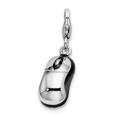 Amore La Vita Sterling Silver 3D Enameled Mouse Charm with Rhodium Finish