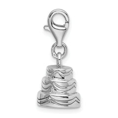 Sophia Jewelers Sterling Silver 3D Cake Charm with Stylish Lobster Clasp