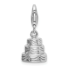 Sophia Jewelers Sterling Silver 3D Cake Charm with Stylish Lobster Clasp