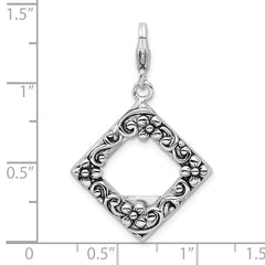 Sophia Jewelers Sterling Silver Photo Charm with Antique Rhodium Finish