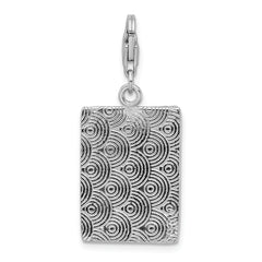 Sterling Silver Rhodium-Plated Picture Frame Charm with Lobster Clasp