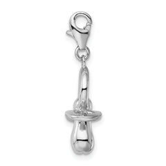 Sophia Jewelers Sterling Silver 3D Pacifier Charm with Rhodium Finish