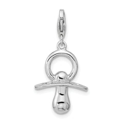 Sophia Jewelers Sterling Silver 3D Pacifier Charm with Rhodium Finish