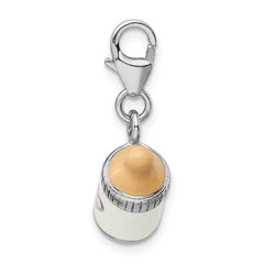 Amore La Vita Sterling Silver Baby Bottle Charm with Pink Enamel
