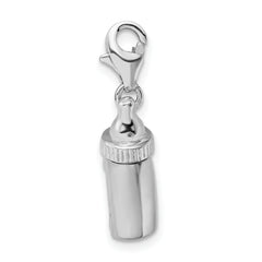 Sophia Jewelers 925 Sterling Silver 3D Baby Bottle Charm with Fancy Clasp