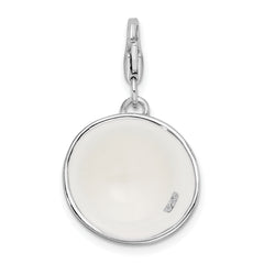 Sterling Silver 3-D Blk & White Enameled Hat w/Lobster Clasp Charm