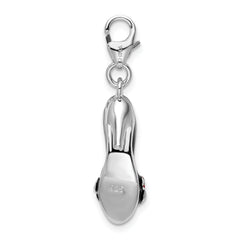 Amore La Vita Sterling Silver Rhodium-plated Polished 3-D Enameled High Heel Charm with Fancy Lobster Clasp