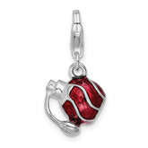 Amore La Vita Sterling Silver Rhodium-plated Polished 3-D Enameled Perfume Bottle Charm with Fancy Lobster Clasp