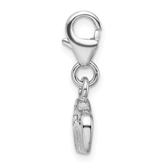 Amore La Vita Sterling Silver Rhodium-plated Polished 3-D Crystal From Crystal and Enameled Comb Charm with Fancy Lobster Clasp