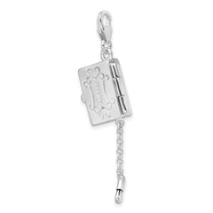 Amore La Vita Sterling Silver Rhodium-plated Polished 3-D Moveable Enameled Eyeshadow Compact Charm with Fancy Lobster Clasp