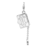 Amore La Vita Sterling Silver Rhodium-plated Polished 3-D Moveable Enameled Eyeshadow Compact Charm with Fancy Lobster Clasp