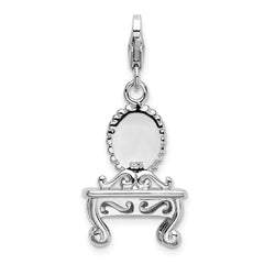 Amore La Vita Sterling Silver Rhodium-plated Polished 3-D Vanity Charm with Fancy Lobster Clasp