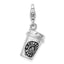 Amore La Vita Sterling Silver Rhodium-plated Polished 3-D Enameled To Go Coffee Cup Charm with Fancy Lobster Clasp