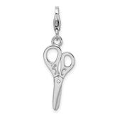 Amore La Vita Sterling Silver Rhodium-plated Polished 3-D Scissors Charm with Fancy Lobster Clasp