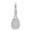 Amore La Vita Sterling Silver Rhodium-plated Polished 3-D Polished Tennis Racquet Charm with Fancy Lobster Clasp