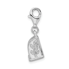 Amore La Vita Sterling Silver Rhodium-plated Polished 3-D Slot Machine Charm with Fancy Lobster Clasp