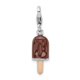Amore La Vita Sterling Silver Rhodium-plated Polished 3-D Enameled Fudge Bar Charm with Fancy Lobster Clasp