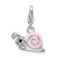 Amore La Vita Sterling Silver Rhodium-plated Polished 3-D Enameled Pink Snail Charm with Fancy Lobster Clasp