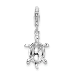 Amore La Vita Sterling Silver Rhodium-plated Polished Turtle Charm with Fancy Lobster Clasp