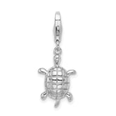 Amore La Vita Sterling Silver Rhodium-plated Polished Turtle Charm with Fancy Lobster Clasp