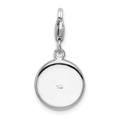 Amore La Vita Sterling Silver Rhodium-plated Polished Pink Red Blue White Yellow Crystal From Crystal Floral Pattern Disc Charm with Fancy Lobster Clasp