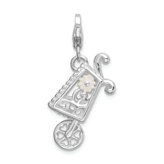 Sterling Silver RH 3-D Enameled Wheelbarrow With Lobster Clasp Charm
