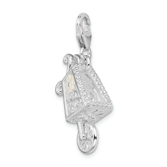 Sterling Silver RH 3-D Enameled Wheelbarrow With Lobster Clasp Charm