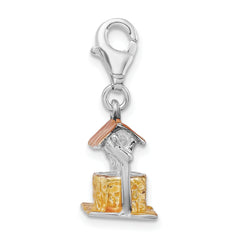 Amore La Vita Sterling Silver Rhodium-plated Polished 3-D Enameled Well Charm with Fancy Lobster Clasp