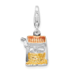 Amore La Vita Sterling Silver Rhodium-plated Polished 3-D Enameled Well Charm with Fancy Lobster Clasp