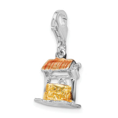 Amore La Vita Sterling Silver Rhodium-plated Polished 3-D Enameled Well Charm with Fancy Lobster Clasp