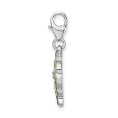 Amore La Vita Sterling Silver Rhodium-plated Polished Crystal From Crystal Palm Tree Charm with Fancy Lobster Clasp