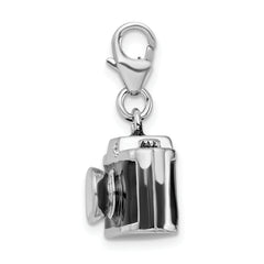 Amore La Vita Sterling Silver Rhodium-plated Polished 3-D Enameled Crystal From Crystal Camera Charm with Fancy Lobster Clasp