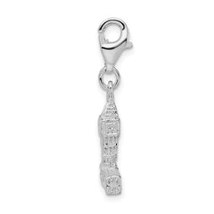 Amore La Vita Sterling Silver Rhodium-plated Polished 3-D Polished Big Ben Charm with Fancy Lobster Clasp