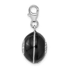 Amore La Vita Sterling Silver Rhodium-plated Polished 3-D Crystal From Swarovski Magic 8 Ball Charm with Fancy Lobster Clasp