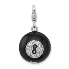 Amore La Vita Sterling Silver Rhodium-plated Polished 3-D Crystal From Swarovski Magic 8 Ball Charm with Fancy Lobster Clasp