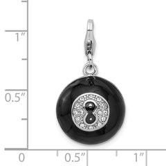 Amore La Vita Sterling Silver Rhodium-plated Polished 3-D Crystal From Swarovski Magic 8 Ball Charm with Fancy Lobster Clasp