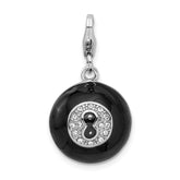 Amore La Vita Sterling Silver Rhodium-plated Polished 3-D Crystal From Swarovski Magic 8 Ball Charm with Fancy Lobster Clasp