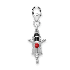 Amore La Vita Sterling Silver Rhodium-plated Polished 3-D Enameled Crystal From Crystal Moped Charm with Fancy Lobster Clasp
