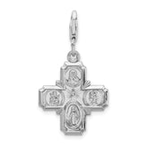Amore La Vita Sterling Silver Rhodium-plated Polished 4-way Medal Charm with Fancy Lobster Clasp