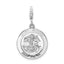 Amore La Vita Sterling Silver Rhodium-plated Polished Saint Michael Medal Charm with Fancy Lobster Clasp