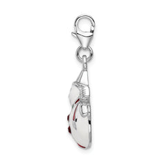 Amore La Vita Sterling Silver Rhodium-plated Polished 3-D Enameled Crystal From Crystal Snowman Charm with Fancy Lobster Clasp