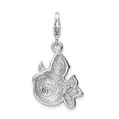Amore La Vita Sterling Silver Rhodium-plated Polished 3-D Enameled Crystal From Crystal Snowman Charm with Fancy Lobster Clasp